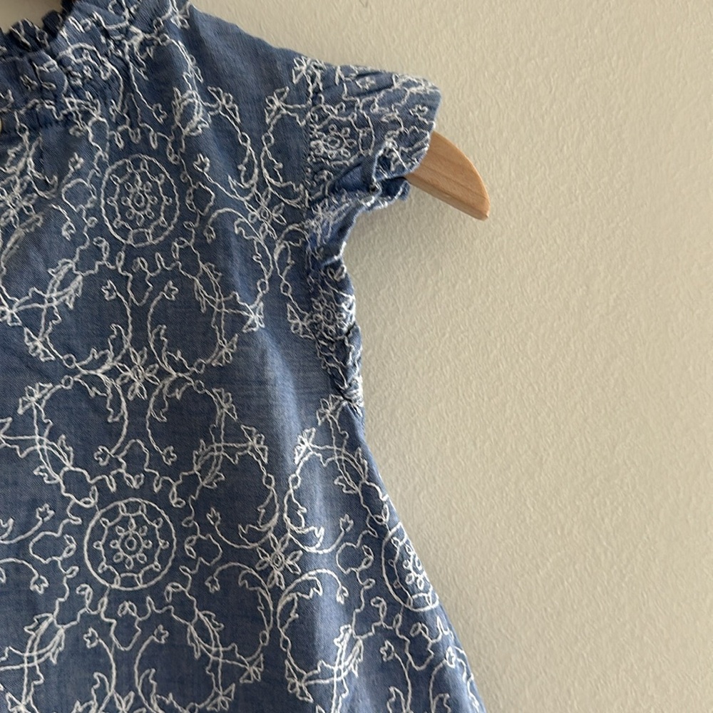 LOFT Embroidered Floral Top with Ruffle Sleeves - Picture 3 of 6